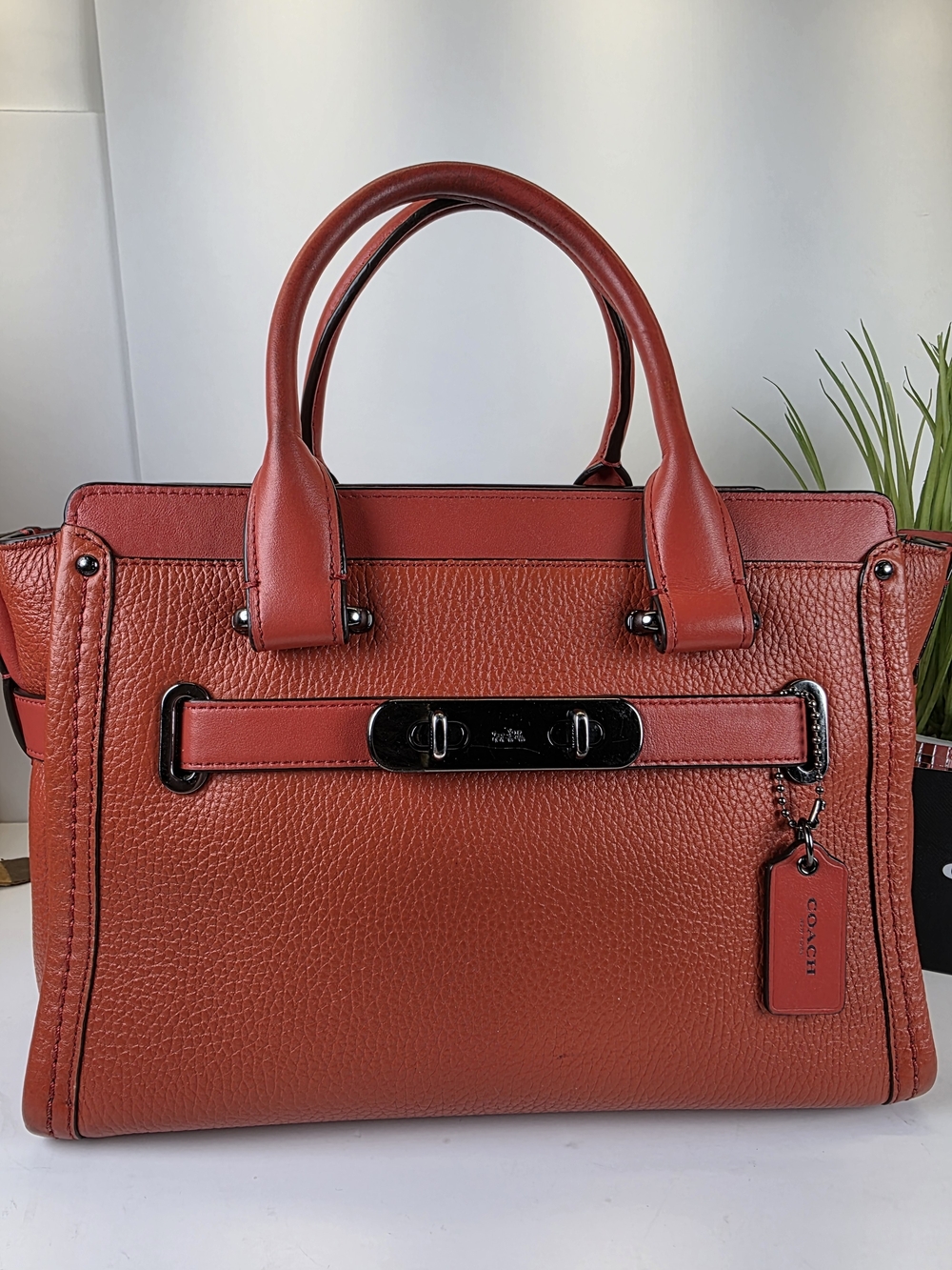 Coach Swager 27 Red Orange Leather Satchel Handbag Crossbody Bag - Picture 3 of 16